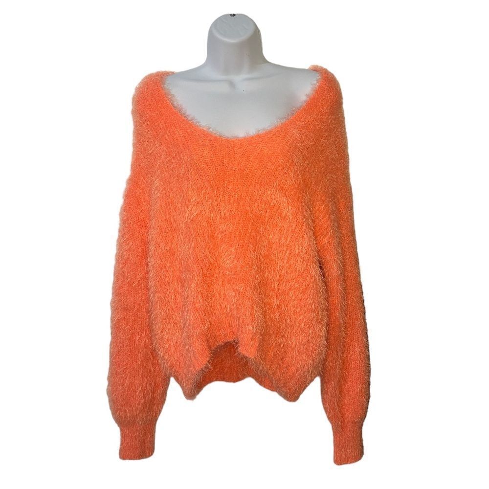 Freshman Neon Mango Chenille Eyelash Sweater Small